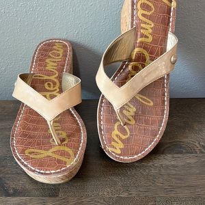 Never worn!  Nude Sam Edelman Wedge.